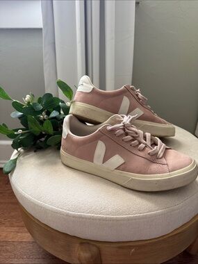 Veja Pink and White V-10 Casual Sneakers